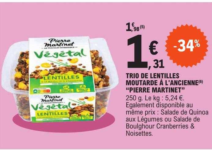 Trio De Lentilles Moutarde à L'encienne "pierre Martinet"