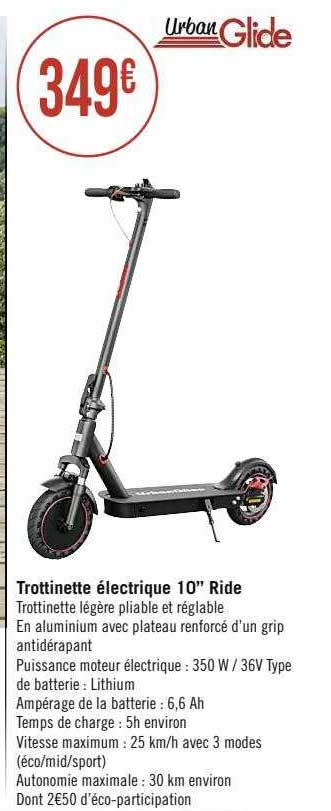 trottinette électrique 10" ride urban glide