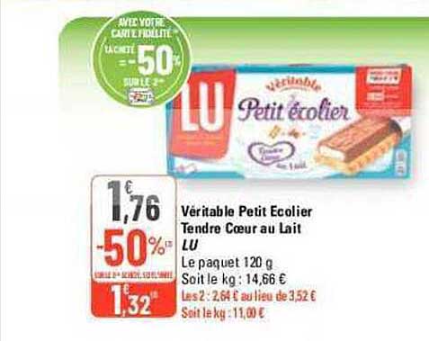 Véritable Petit écolier Tendre Cœur Au Lait Lu