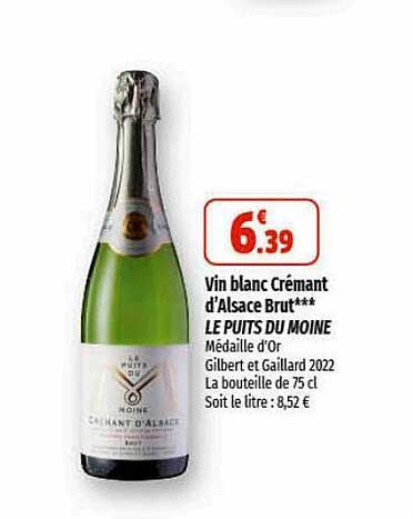 vin blanc crémant d'alsace brut le puits du moine