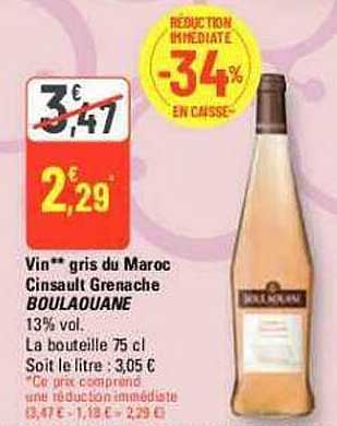 Vin Gris Du Maroc Cinsault Grenache Boulaouane