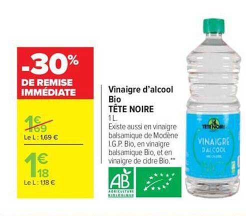 vinaigre d'alcool bio tête noire