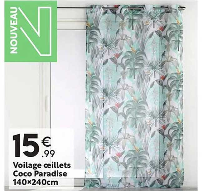 voilage œillets coco paradise 140 x 240 cm