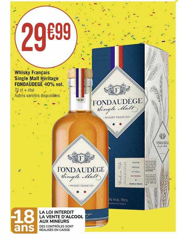 whisky français single malt héritage fondaudège 40% vol