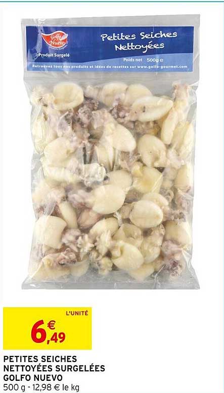 petites seiches nettoyées surgelées golfo nuevo
