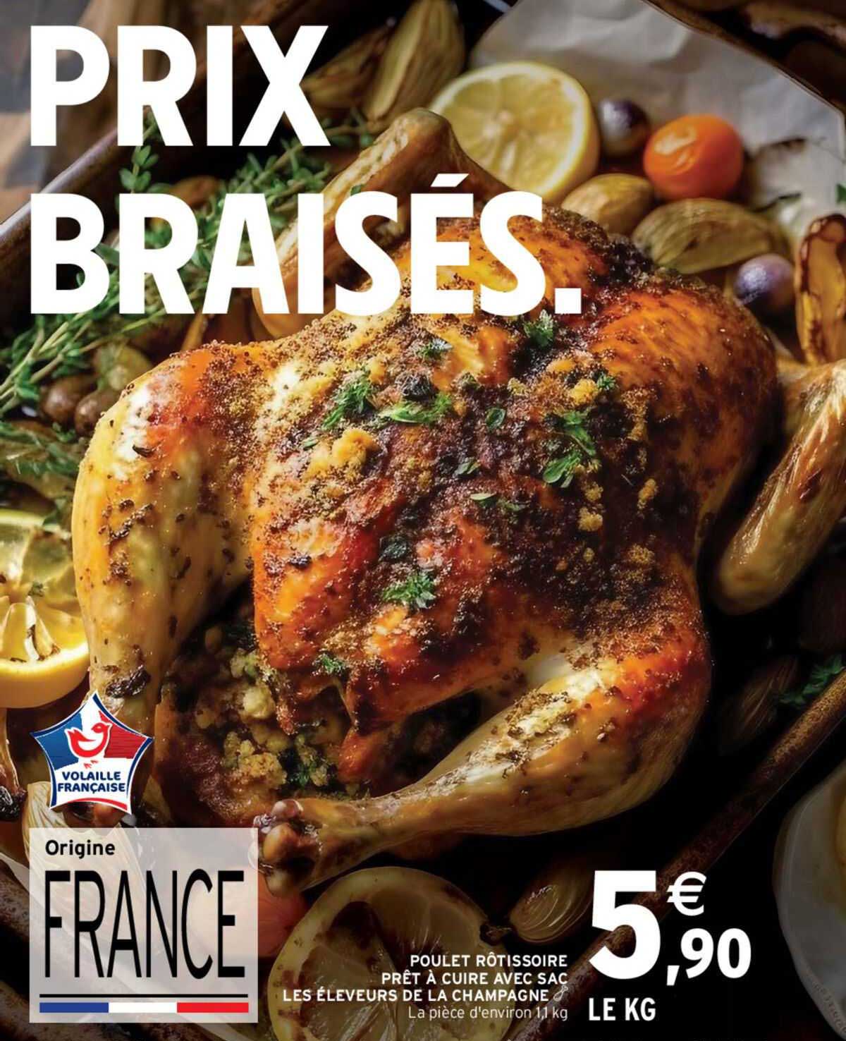 poulet rôtissoire prêt à cuire avec sac les éleveurs de la champagne