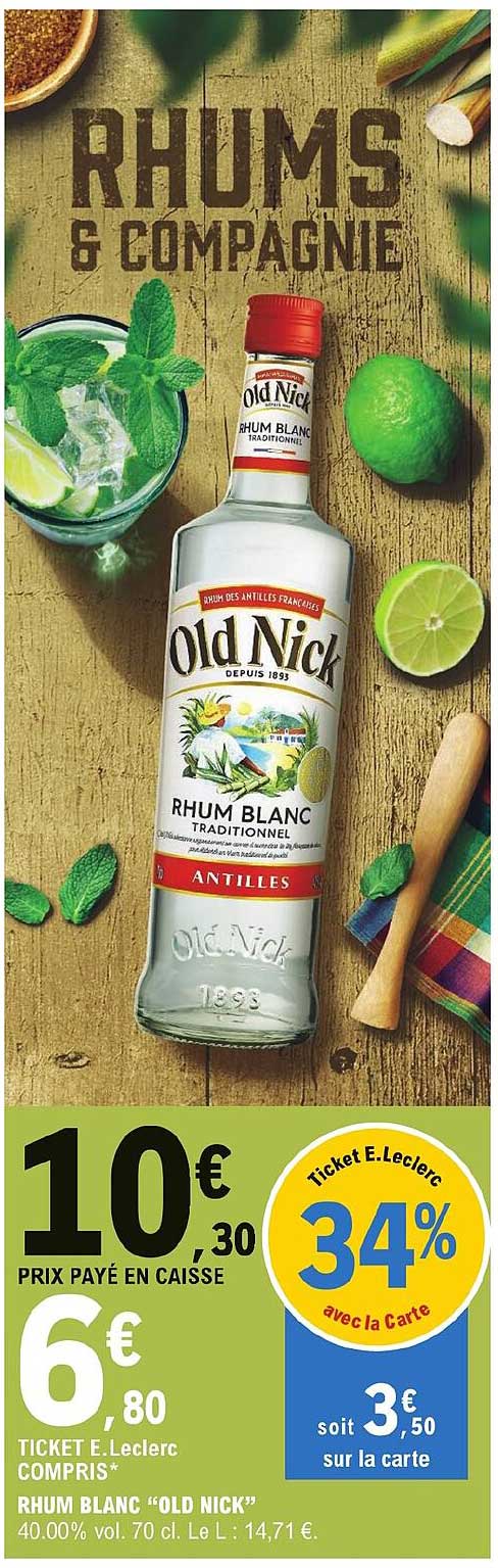 rhum blanc "old nick"