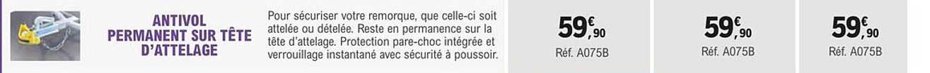 antivol permanent sur tête d'attelage