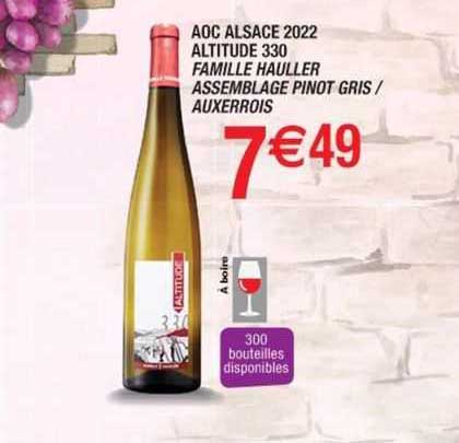 aoc alsace 2022 altitude 330 famille hauller assemblage pinot gris / auxerrois