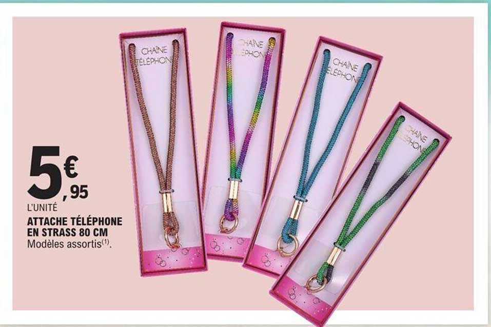 attache téléphone en strass 80 cm