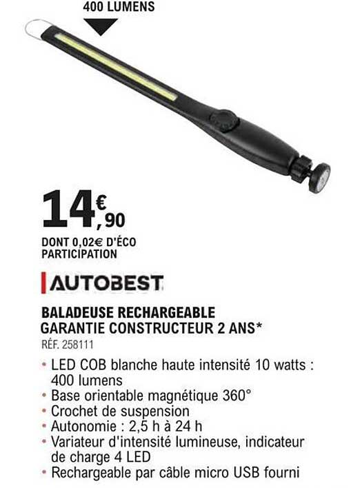 autobest baladeuse rechargeable garantie constructeur 2 ans