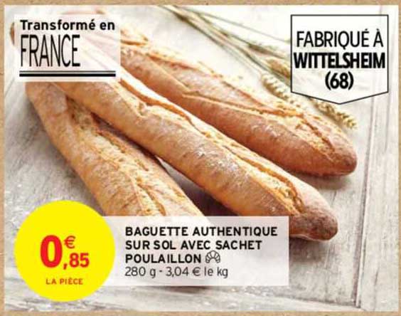 Baguette Authentique Sur Sol Avec Sachet Poulaillon
