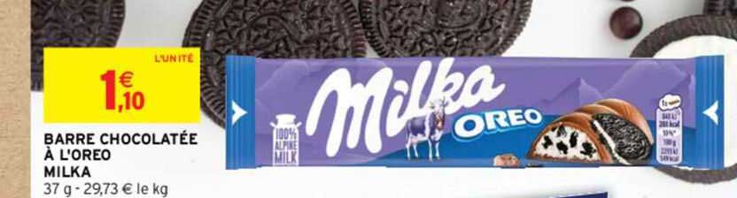 barre chocolatée à l'oreo milka