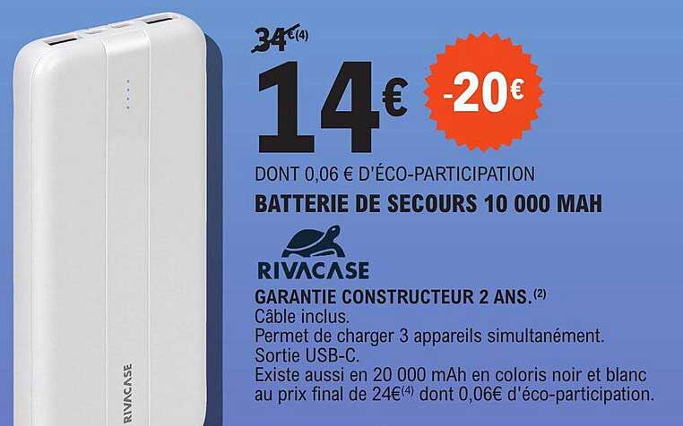batterie de secours 10 000 mah rivacase