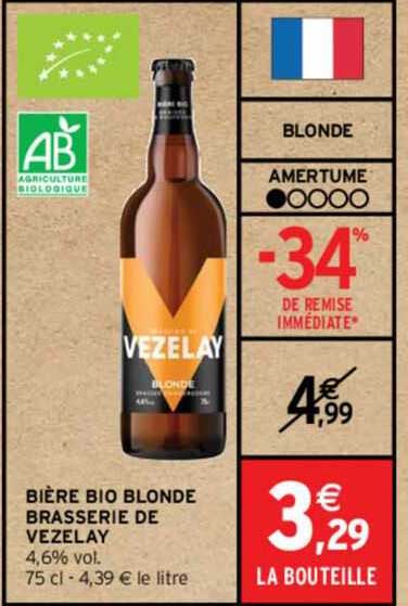 Bière Bio Blonde Brasserie De Vezelay