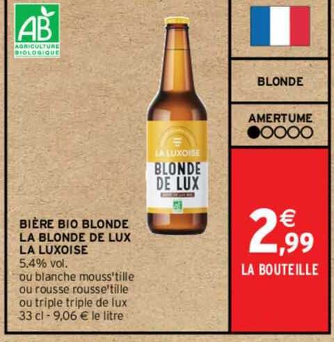 bière bio blonde la blonde de lux la luxoise