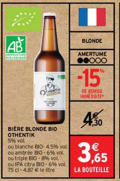 Bière Blonde Bio Othentik