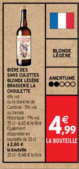 Bière Des Sans Culottes Blonde Légère Brasserie La Choulette