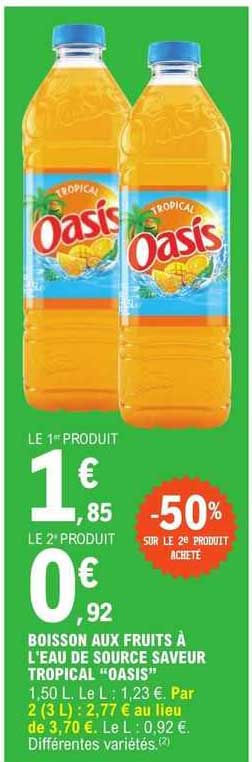 boisson aux fruits à l'eau de source saveur tropical "oasis"