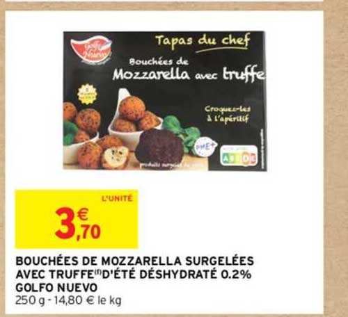 bouchées de mozzarella surgelées avec truffe d'été déshydraté 0.2% golfo nuevo