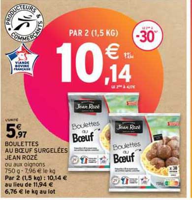 boulettes au bœuf surgelées jean rozé
