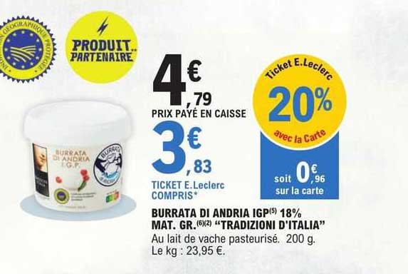 burrata di andria igp 18% mat. gr. "tradizioni d'italia"