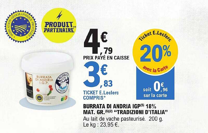 burrata di andria igp 18% mat.gr. "tradizioni d'italia"