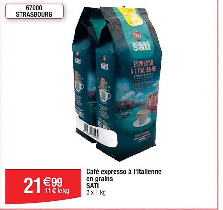 café expresso à l'italienne en grains sati