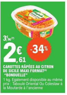 carottes râpées au citron de sicile maxi format "bonduelle"