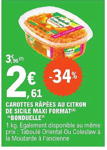 carottes râpées au citron de sicile maxi format "bonduelle"