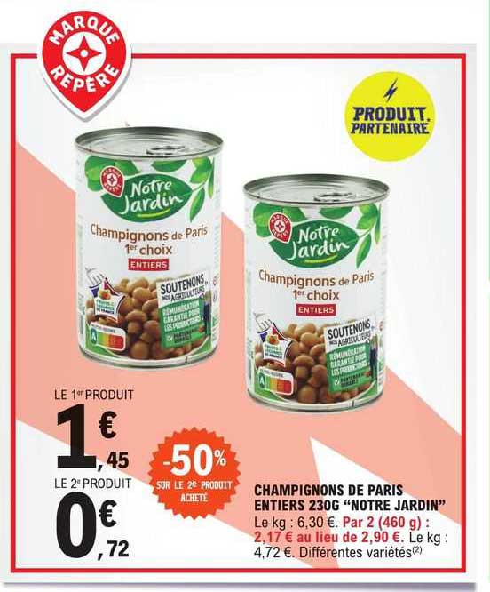 champignongs de paris entiers 230g "notre jardin"