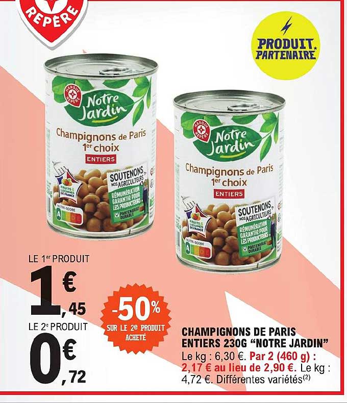 champignongs de paris entiers 230g "notre jardin"