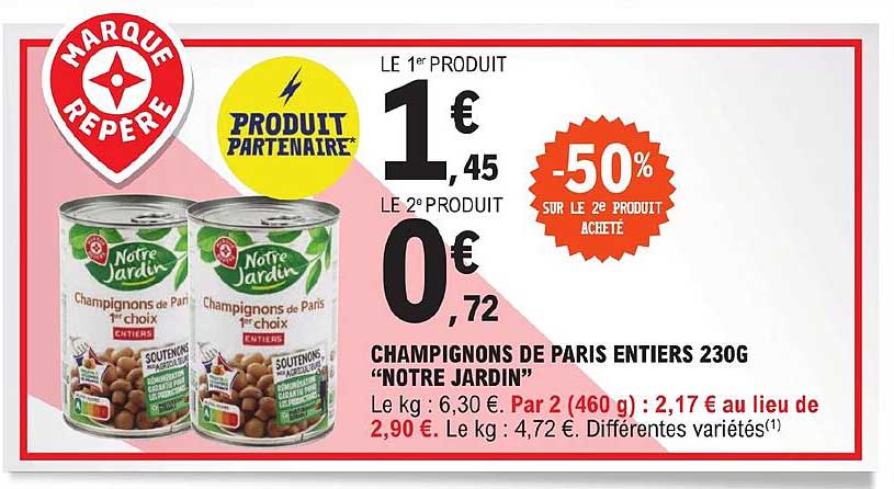 champignons de paris entiers 230g "notre jardin"