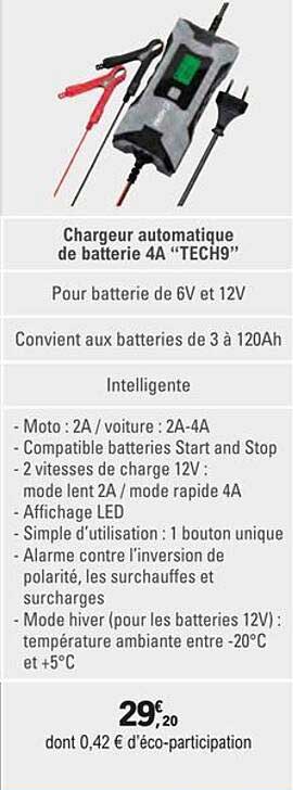 Chargeur Automatique Da Batterie 4a "tech9"