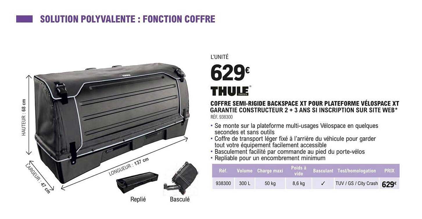 coffre semi-rigide backspace xt pour plateforme vélospace xt thule