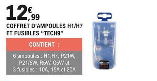 coffret d'ampoules h1/h7 et fusibles "tech9"