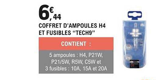 coffret d'ampoules h4 et fusibles "tech9"