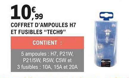 coffret d'ampoules h7 et fusibles "tech9"