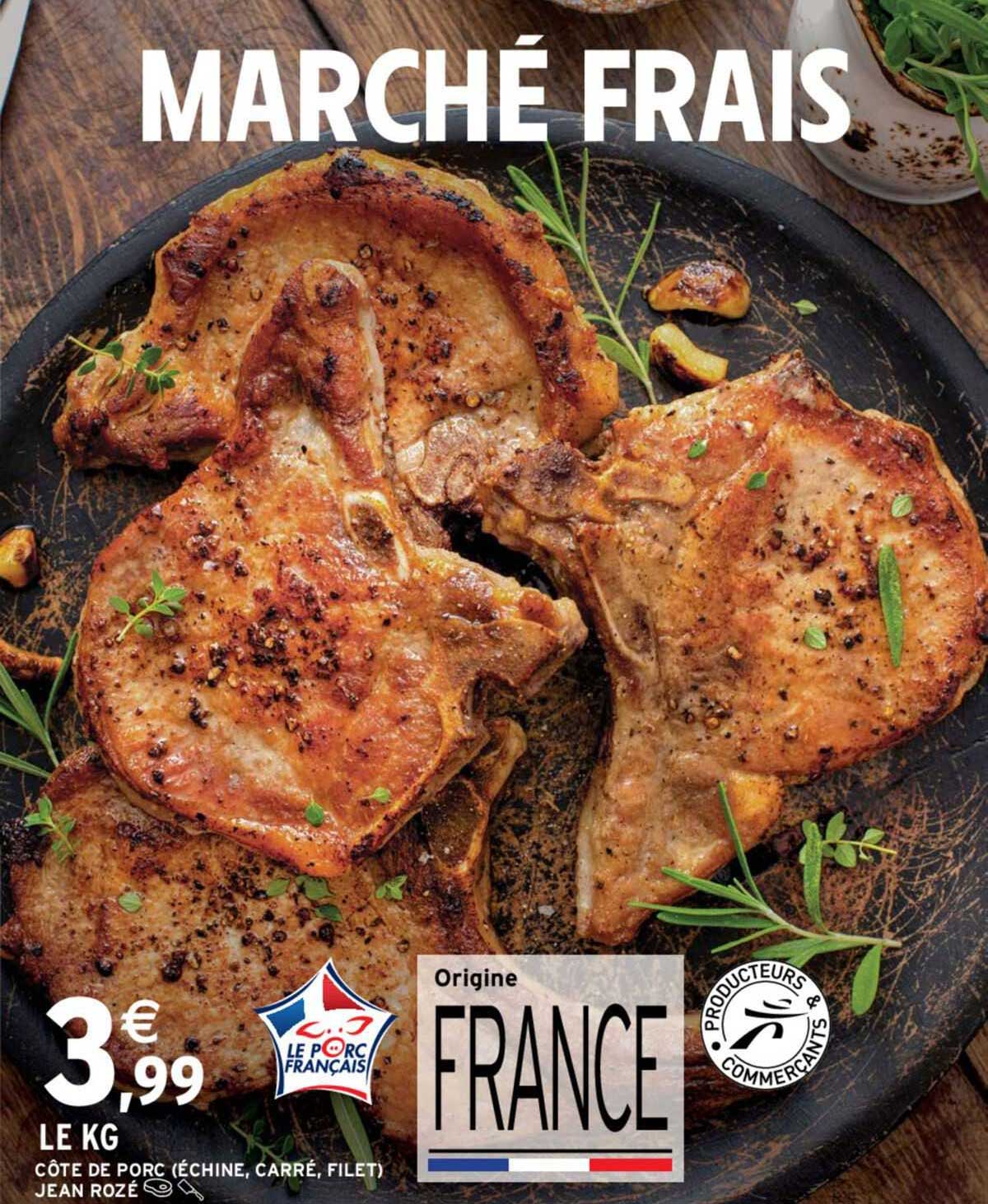 côte de porc (échine, carré, filet) jean rozé