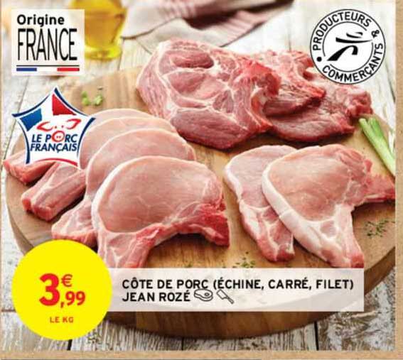 côte de porc (échine, carré, filet) jean rozé