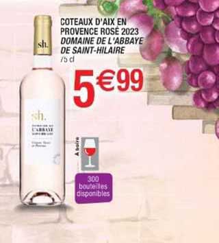 coteaux d'aix en provence rosé 2023 domaine de l'abbaye de saint-hilaire