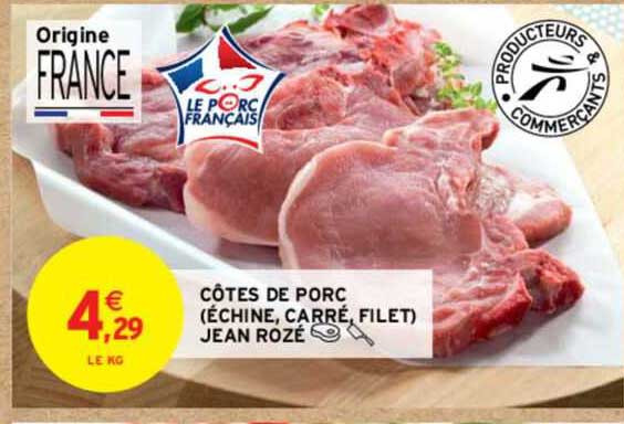 côtes de porc (échine, carré, filet) jean rozé