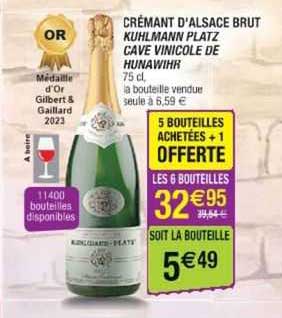 crémant d'alsace brut kuhlmann platz cave vinicole de hunawihr