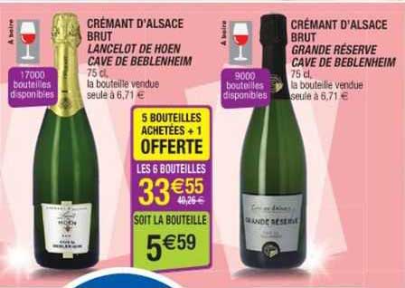 crémant d'alsace brut lancelot de hoen ou grande réserve cave de beblenheim