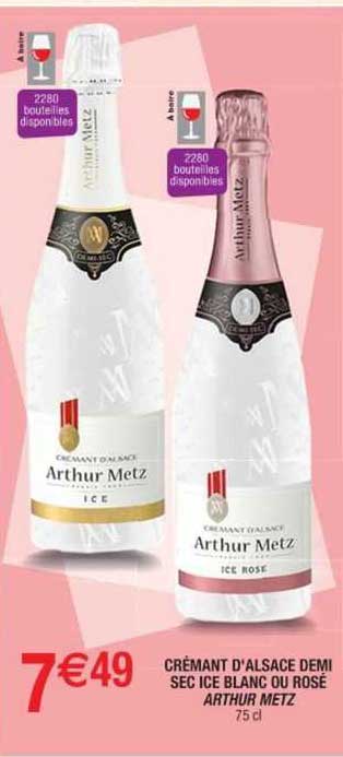 crémant d'alsace demi sec ice blanc ou rosé arthur metz