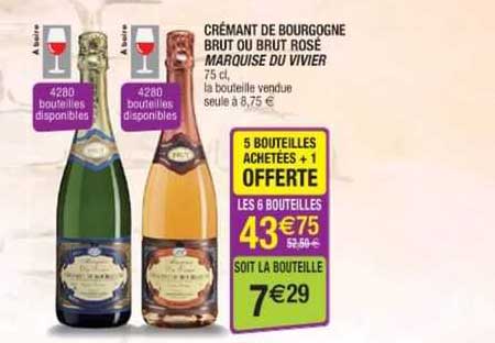 crémant de bourgogne brut ou brut rosé marquise du vivier