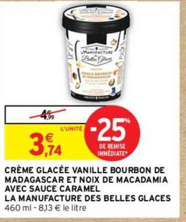 crème glacée vanille bourbon de madagascar et noix de macadamia avec sauce caramel la manufacture des belles glaces