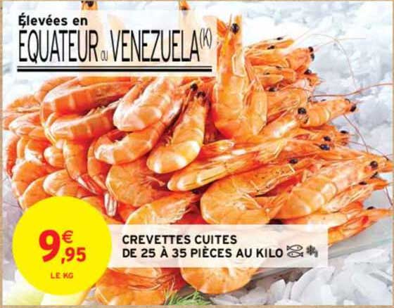 crevettes cuites de 25 à 35 pièces au kilo