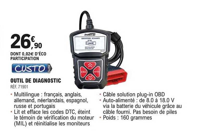 custo outil de diagnostic