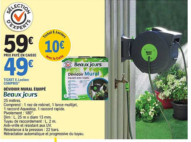 dévidoir mural équipé beaux jours